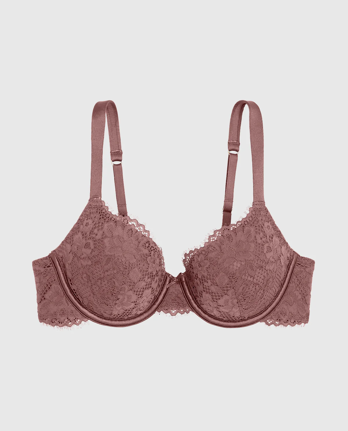 Lightly Lined Lace Full Coverage Bra in Dusty Cedar – Image 4