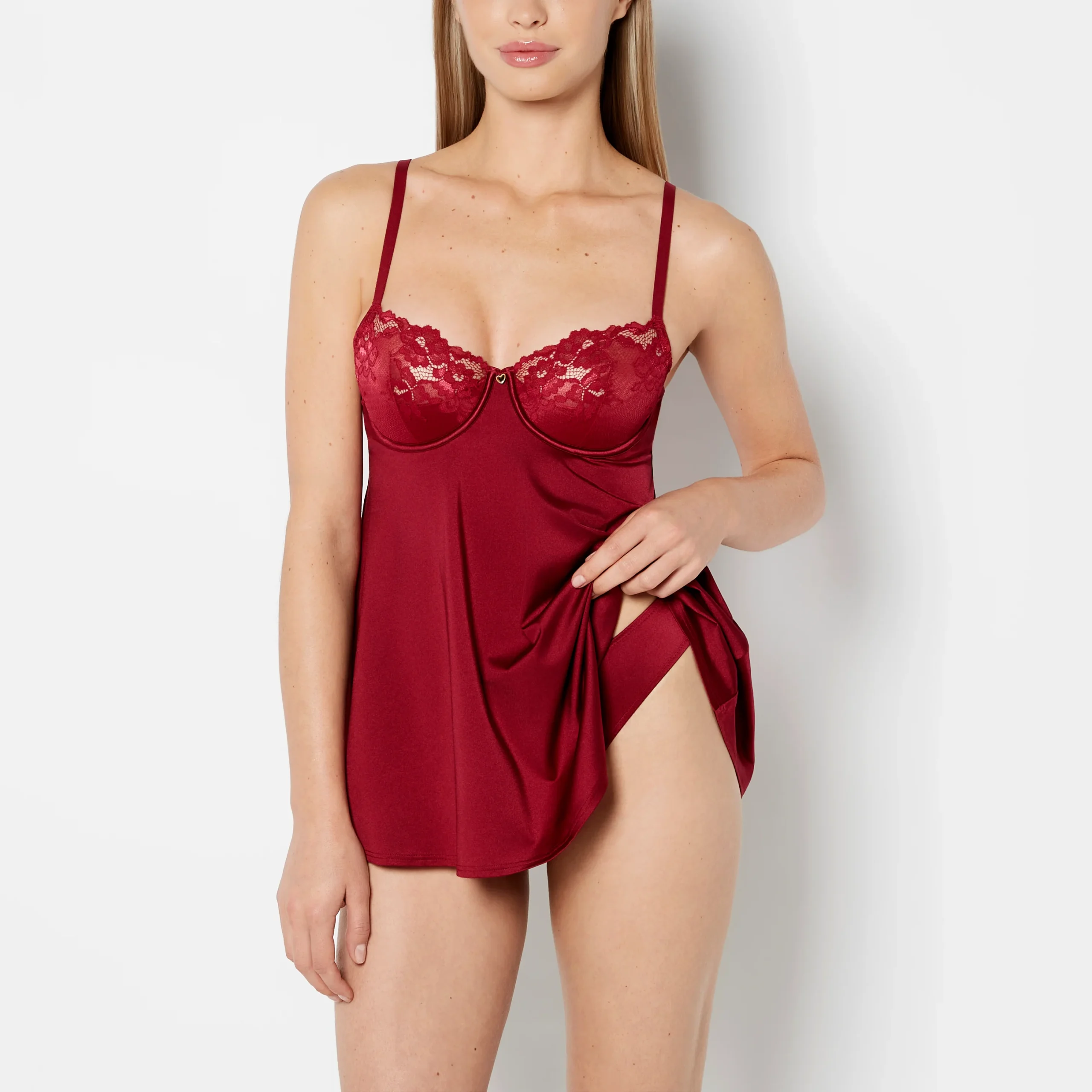 Unlined Balconette Babydoll with Romantic Lace in Plum Rose – Image 4