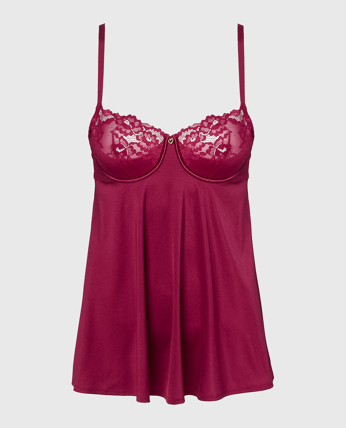 Unlined Balconette Babydoll with Romantic Lace in Plum Rose – Image 5