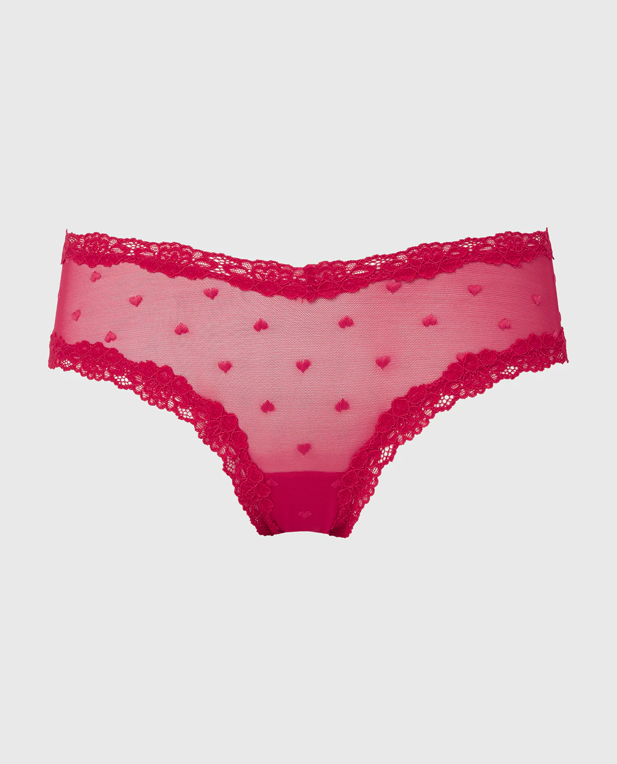 Diva Cheeky With Heart Mesh and Lace Trim in Crimson – Image 4