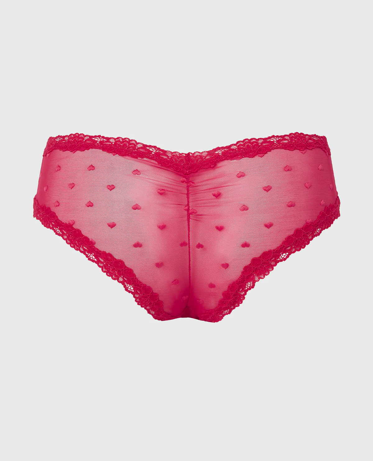 Diva Cheeky With Heart Mesh and Lace Trim in Crimson – Image 5