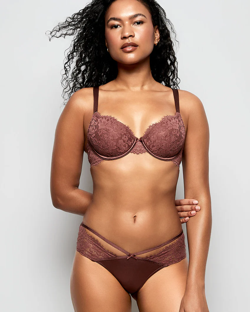 Lightly Lined Lace Full Coverage Bra in Dusty Cedar – Image 6