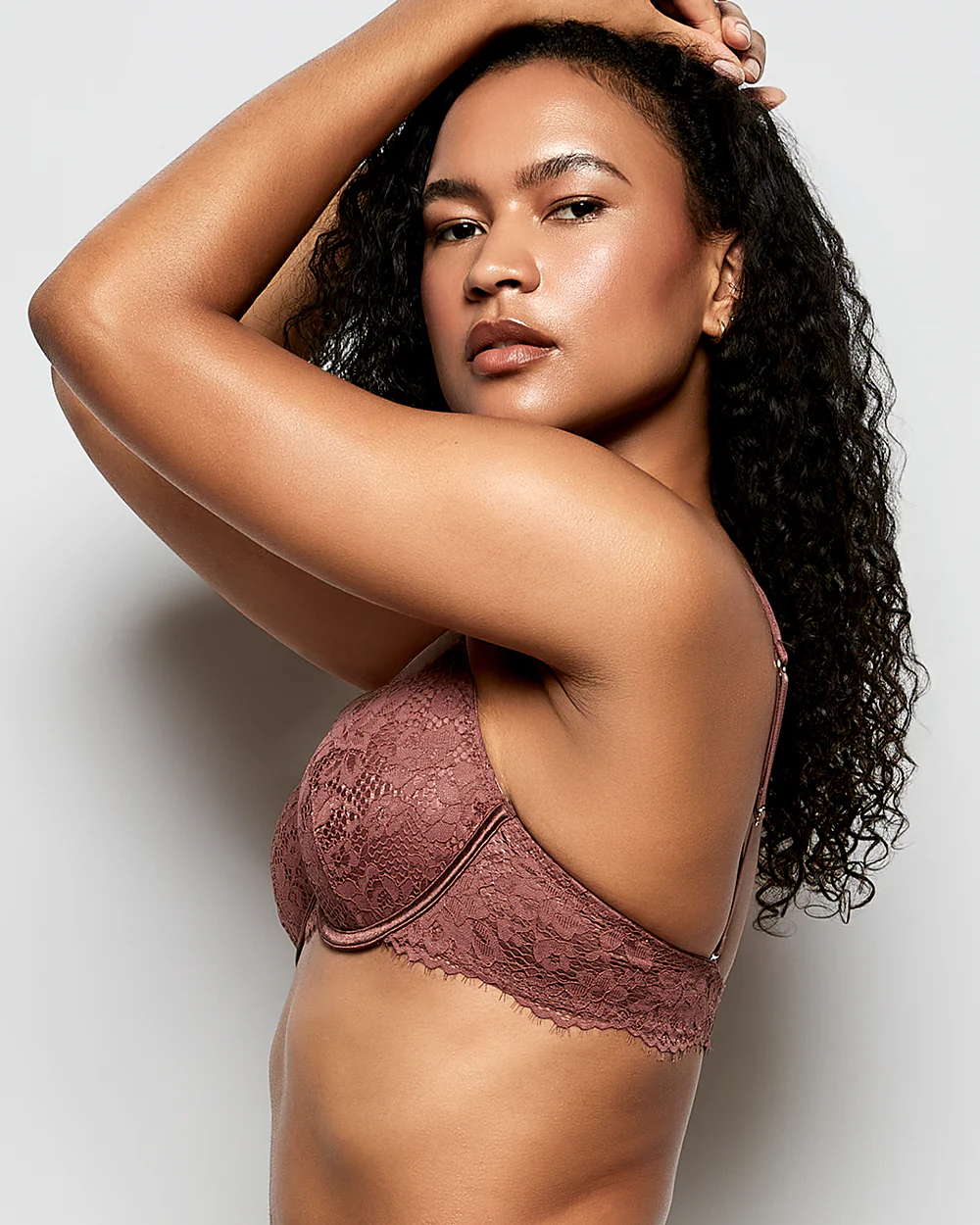 Lightly Lined Lace Full Coverage Bra in Dusty Cedar – Image 2